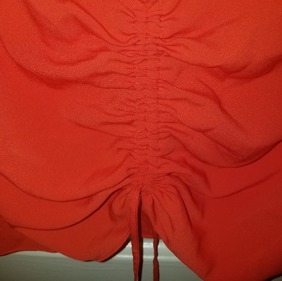 🆕 RACHEL ROY red orange ruched bell sleeve top size xl - Picture 5 of 6